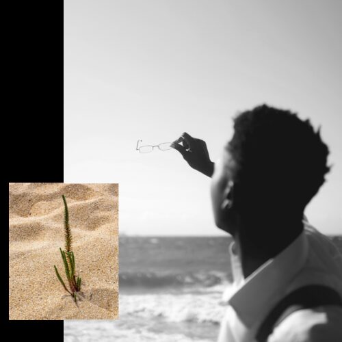 Decarbonisation square glasses sand