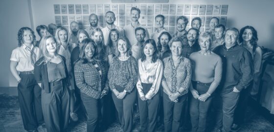 Group portrait blue informal