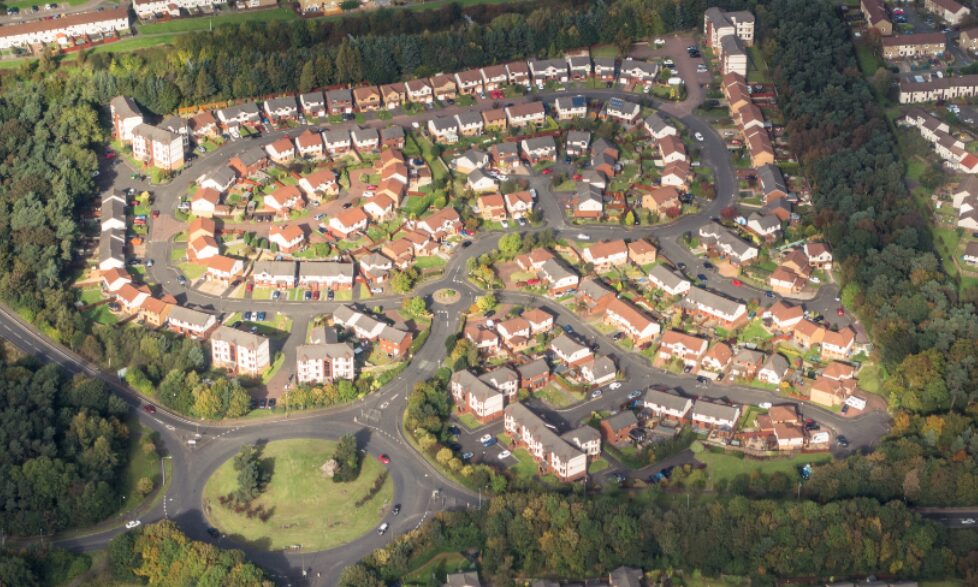 UK town houses aerial